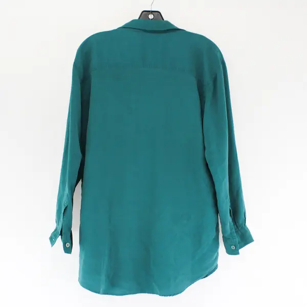 VTG Whistles Compagnie Internationale Teal Silk Button-Up Women's Small