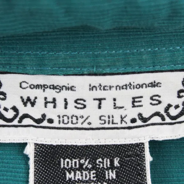 VTG Whistles Compagnie Internationale Teal Silk Button-Up Women's Small