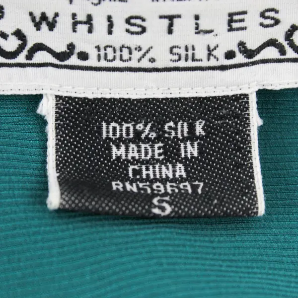 VTG Whistles Compagnie Internationale Teal Silk Button-Up Women's Small