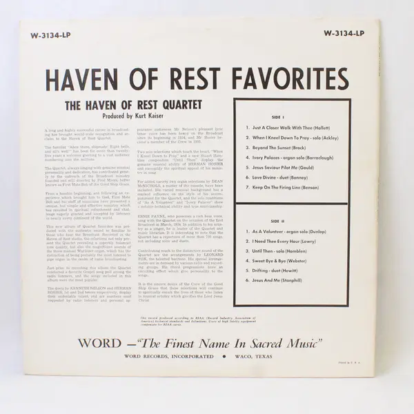 Haven of Rest Favorite 12" Vinyl Record
