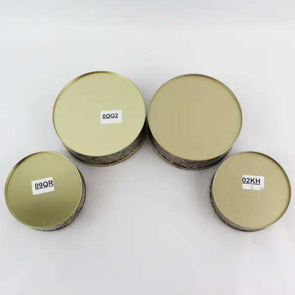 Lot of 4 Round Brown and Gold Cookie Tins 5" and 6.5"