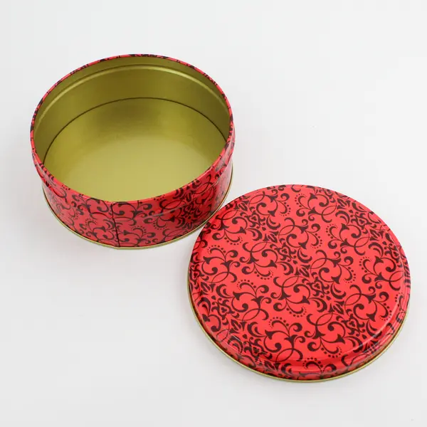 Lot of 3 Round Red Cookie Tins 5" and 6.5"