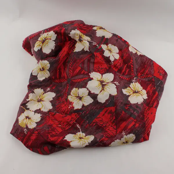 Patagonia Red With White Hibiscus Pattern Rectangular Tablecloth 41.5" x 58"