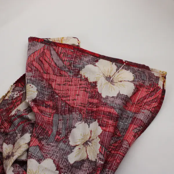 Patagonia Red With White Hibiscus Pattern Rectangular Tablecloth 41.5" x 58"