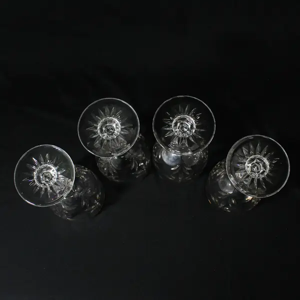 Lot of 4 Avon Crystal Golden Accent Goblets Made in France 7 1/2" 
