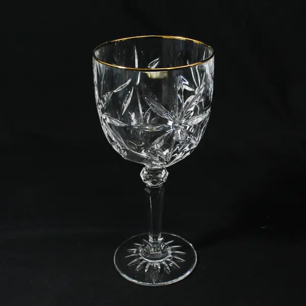 Lot of 4 Avon Crystal Golden Accent Goblets Made in France 7 1/2" 