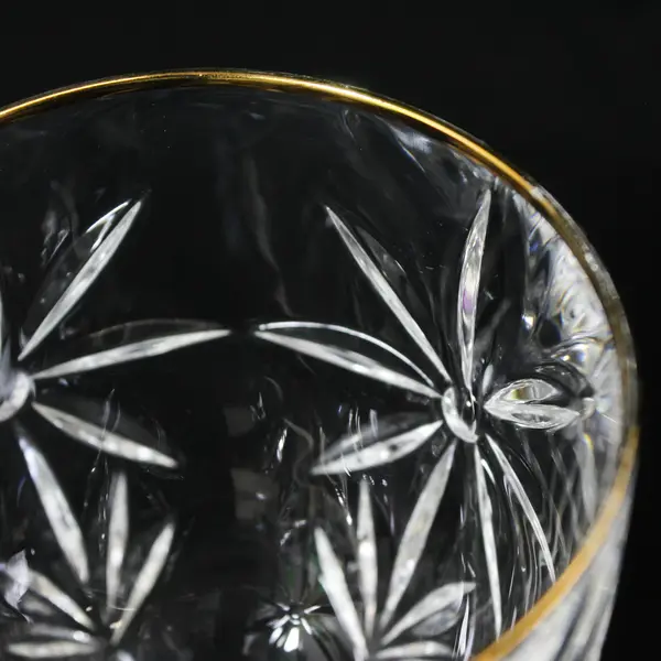 Lot of 4 Avon Crystal Golden Accent Goblets Made in France 7 1/2" 