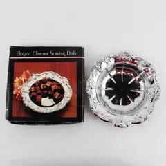 Vintage Elegant Chrome Serving Dish 7.5"