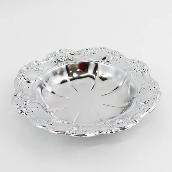 Vintage Elegant Chrome Serving Dish 7.5"