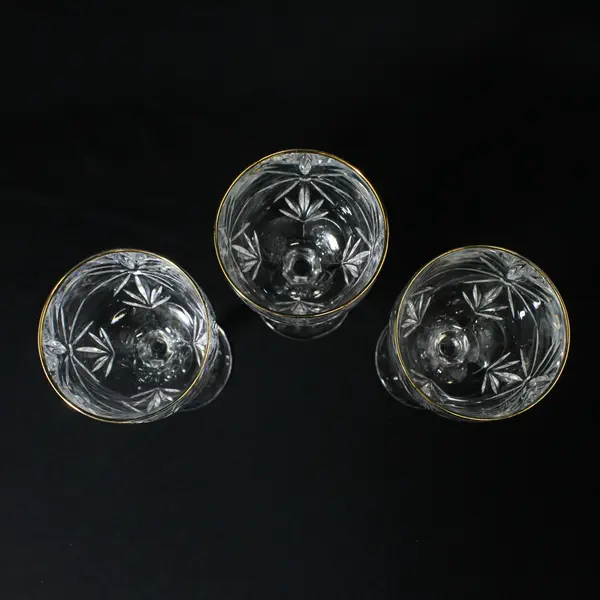 Lot of 3 Avon Crystal Golden Accent Goblets Made in France 7 1/2" 