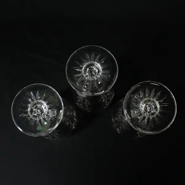 Lot of 3 Avon Crystal Golden Accent Goblets Made in France 7 1/2" 