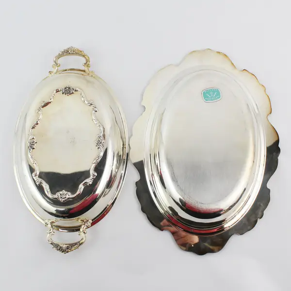 Vintage Wallace Silverplate Covered Ornate Oval Dish with Lid 12" FLAWED