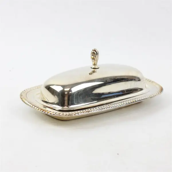 Unmarked Vintage Silverplate Covered Butter Dish