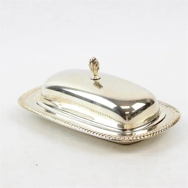 Unmarked Vintage Silverplate Covered Butter Dish