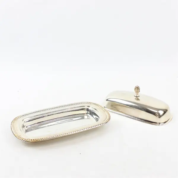 Unmarked Vintage Silverplate Covered Butter Dish
