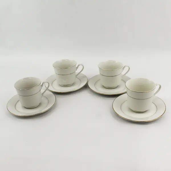 Set of 4 Royal Majestic D'OR  8404 Fine China Footed Teacup And Saucer Sets