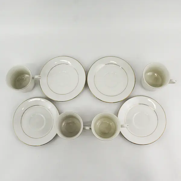 Set of 4 Royal Majestic D'OR  8404 Fine China Footed Teacup And Saucer Sets