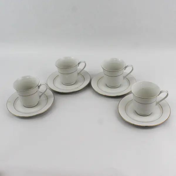 Set of 4 Classic Gold 218 Fine China Footed Teacup And Saucer Sets