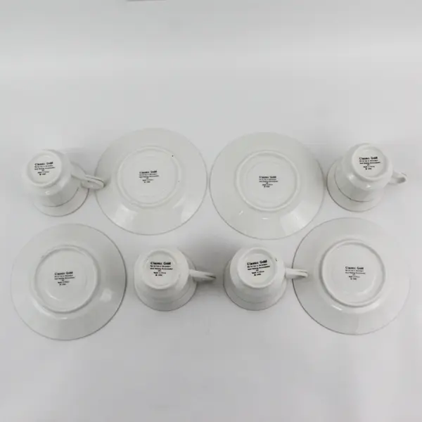 Set of 4 Classic Gold 218 Fine China Footed Teacup And Saucer Sets