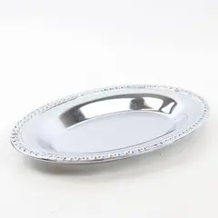 Vintage Ornate Chrome Oval Serving Tray 11.5"