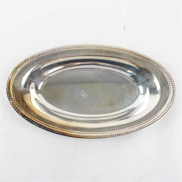 Vintage WM Rogers Oval Silverplate Serving Tray 12-1/4" FLAWED