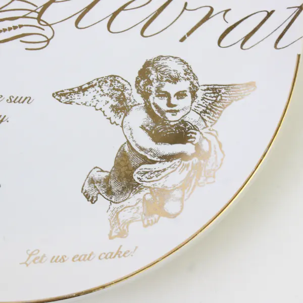 Lot Of 2 Boston Warehouse 1995 Celebrate Ceramic Salad Plates Gold Trim 7.75"