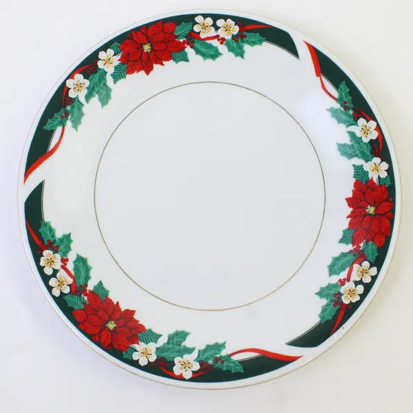 Tienshan Deck The Halls (Verge) Pattern Poinsettia Ceramic Salad Plate 7.75"