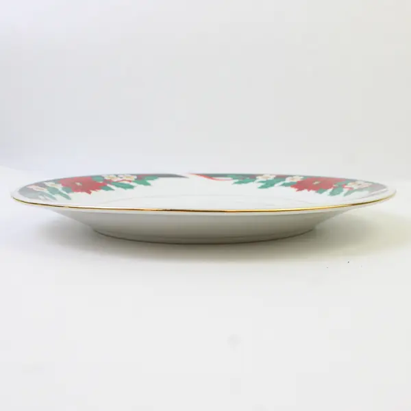 Tienshan Deck The Halls (Verge) Pattern Poinsettia Ceramic Salad Plate 7.75"
