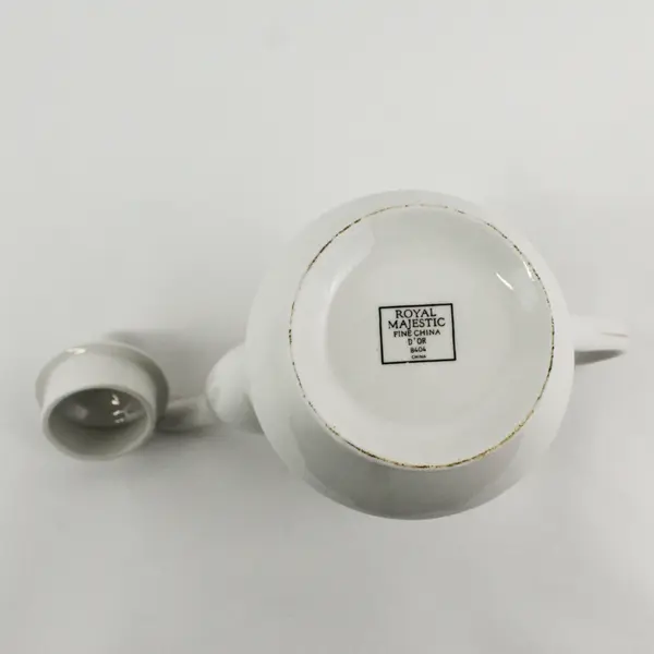Royal Majestic D'OR Fine China Teapot White With Gold Trim 8404