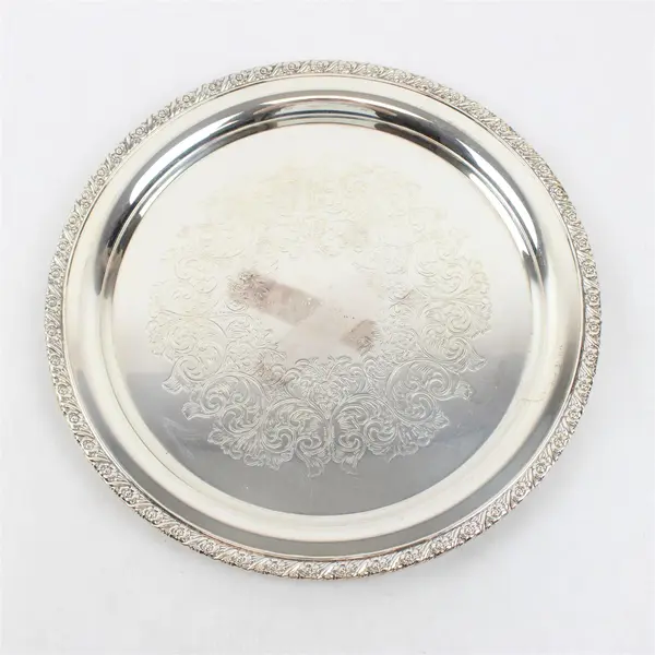 Oneida Silver Plated Engraved Round Platter 12"