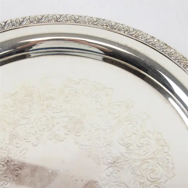 Oneida Silver Plated Engraved Round Platter 12"