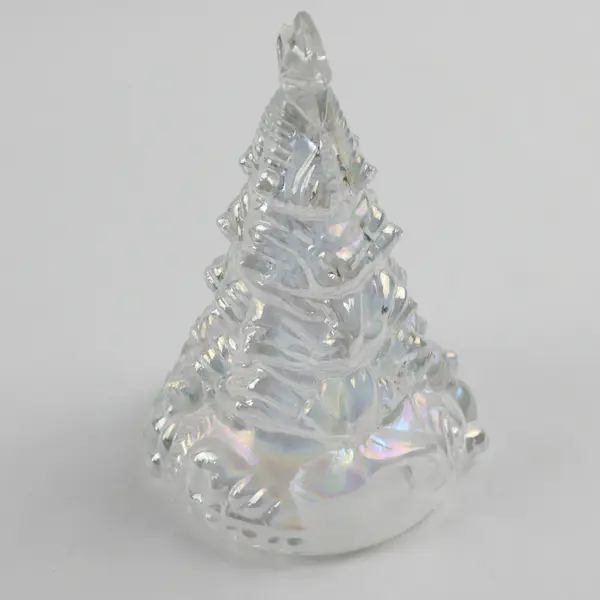 Unbranded Iridescent Clear Glass Christmas Tree Lid Without Bottom 6.25" Tall