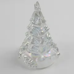 Unbranded Iridescent Clear Glass Christmas Tree Lid Without Bottom 6.25" Tall