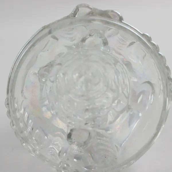 Unbranded Iridescent Clear Glass Christmas Tree Lid Without Bottom 6.25" Tall