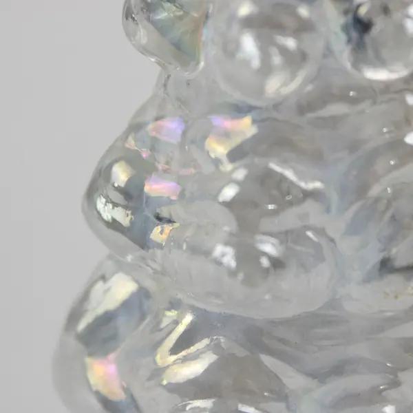 Unbranded Iridescent Clear Glass Christmas Tree Lid Without Bottom 6.25" Tall