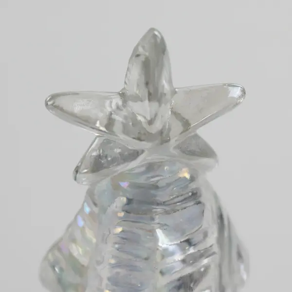 Unbranded Iridescent Clear Glass Christmas Tree Lid Without Bottom 6.25" Tall