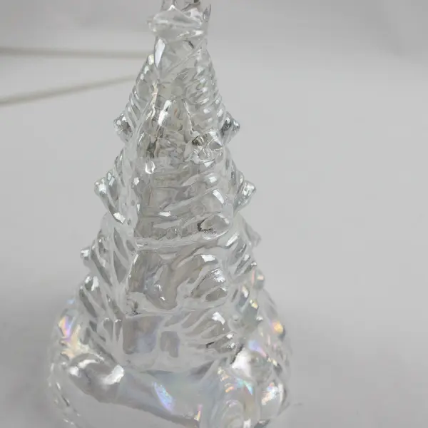 Unbranded Iridescent Clear Glass Christmas Tree Lid Without Bottom 6.25" Tall