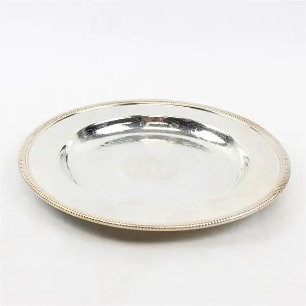 WM Rogers Round Engraved Silverplate Platter 10"