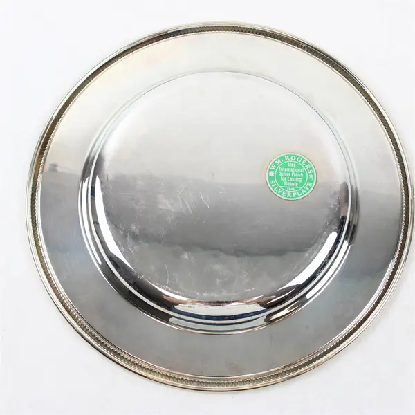 WM Rogers Round Engraved Silverplate Platter 10"