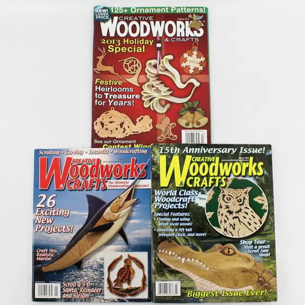 Lot of 3 Creative Woodworks & Crafts - Jan 2003, Mar 2004, Holiday 2013