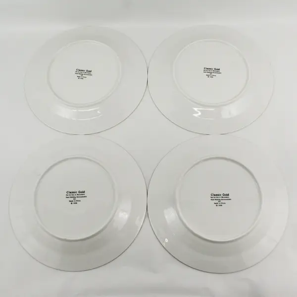 Set of 4 Classic Gold 215 Fine China D'OR Pattern Dinner Plates 10.5"