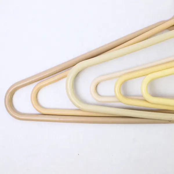 Lot of 10 Beige and Yellow Plastic Clothes Hangers