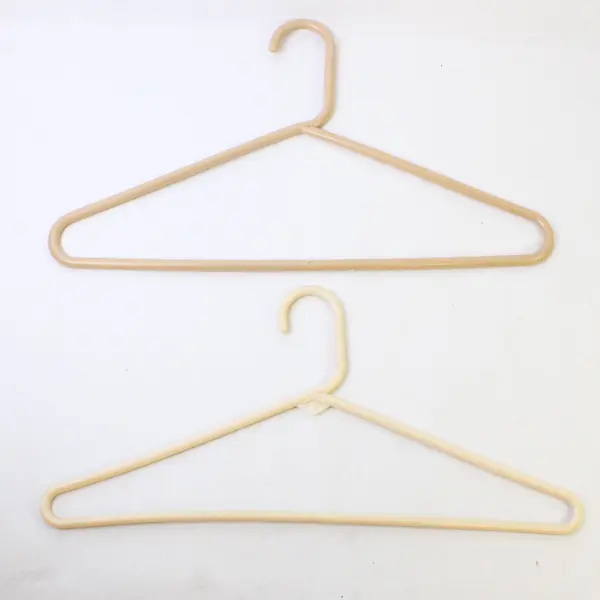 Lot of 10 Beige and Yellow Plastic Clothes Hangers