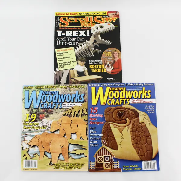 Lot of 3 Woodworking Magazines: Creative Woodworks, Scroll Saw
