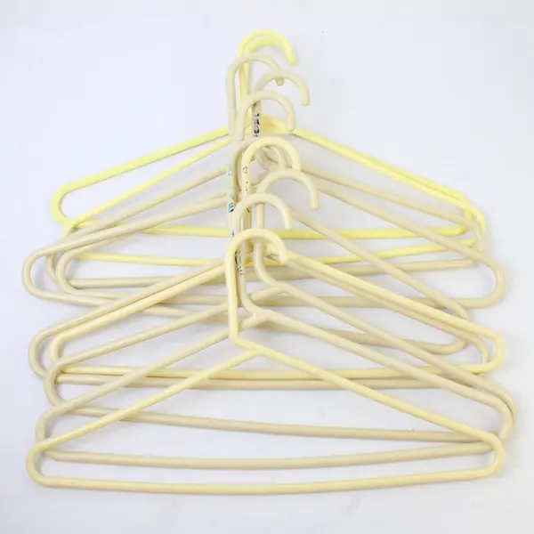 Mixed Lot of 10 Beige and Yellow Plastic Clothes Hangers