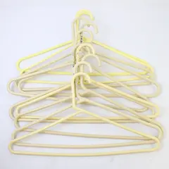 Mixed Lot of 10 Beige and Yellow Plastic Clothes Hangers