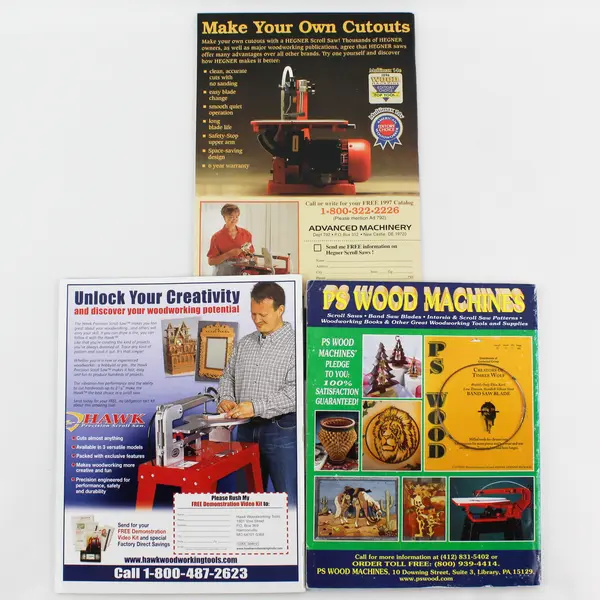 Lot of 3 Woodworking Magazines - Creative Woodworks & Scroll Saw 1997-2004