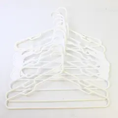 Mixed Lot of 10 Plastic White Clothes Hangers Shirts & Pants