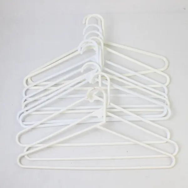 Lot of 10 Plastic White Clothes Hangers Shirts & Pants