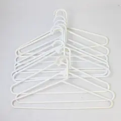 Lot of 10 Plastic White Clothes Hangers Shirts & Pants